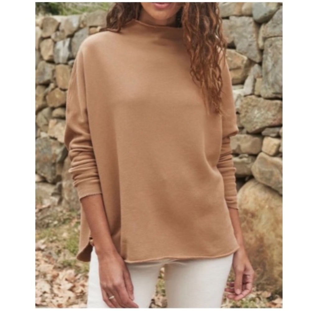 Frank & Eileen Camel Tan Funnel Neck Sweatshirt